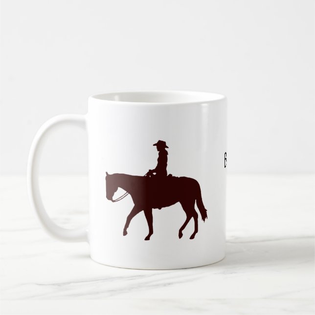 Caneca De Café Horseback Cowgirl Personalizada (Esquerda)