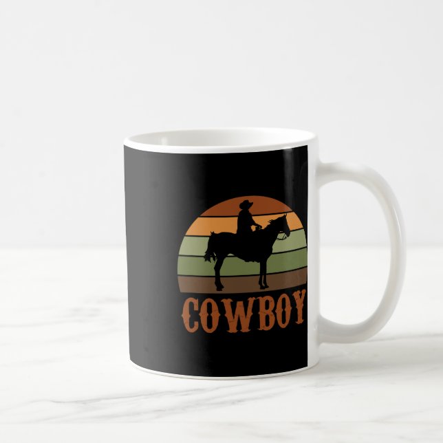 Caneca De Café Horseback Retro Andando Rodeo Cavalo Ocidental Cow (Direita)
