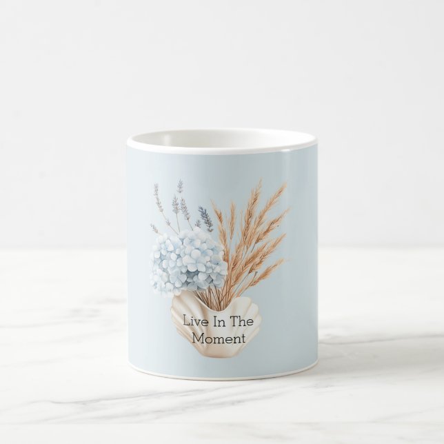 Caneca De Café Hortênsia Azul Flores de Lavanda em Vaso (Centro)