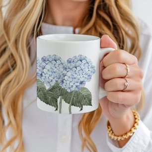 Caneca De Café Hortênsia Azul Florescer Hamptons Cerâmica