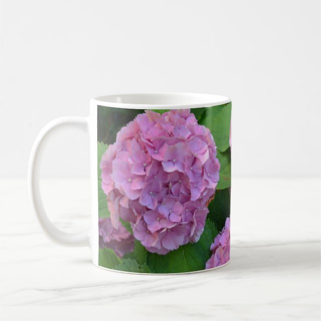 Caneca De Café Hortensia hydrangea bush rosa (Esquerda)