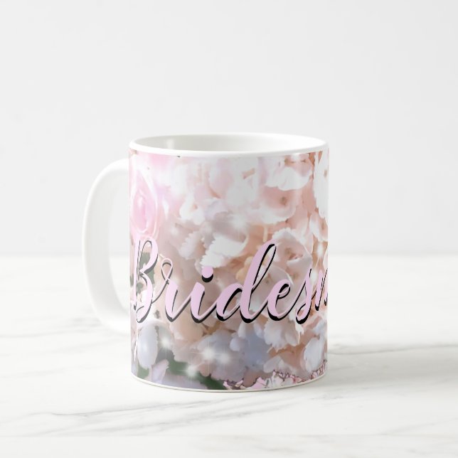 Caneca De Café Hortênsias rosas rendas brancas românticas Damas d (Frente Esquerda)