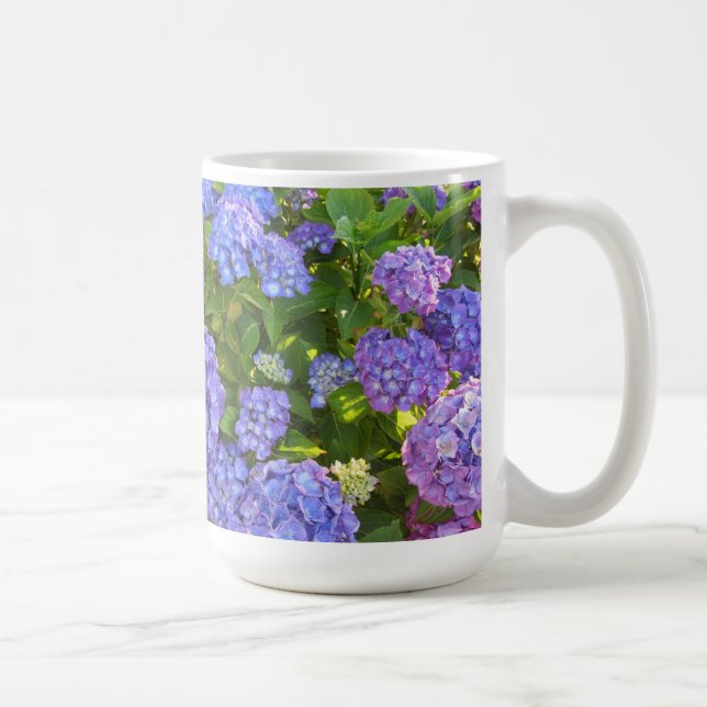 Caneca De Café Hortênsias Roxas e Azuis (Direita)