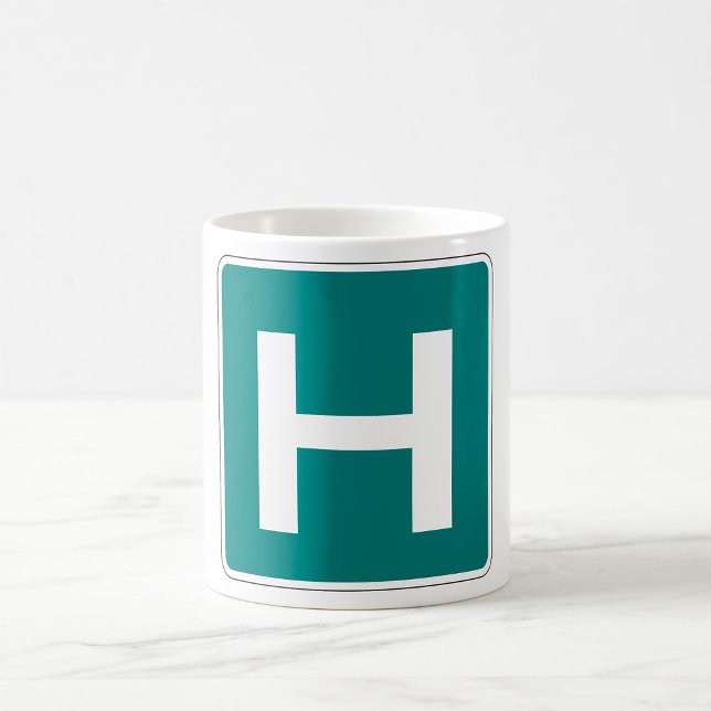 Caneca De Café Hospital Road Sign Emergency Medical Facility (Criador carregado)