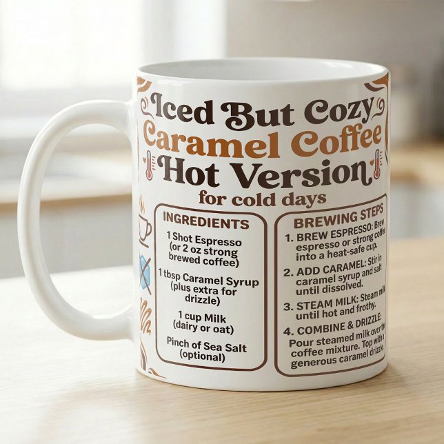 Caneca De Café Hot Caramel Latte Recipe Cozy (Criador carregado)