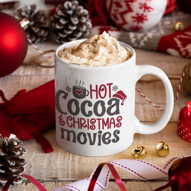 Caneca De Café Hot Cocoa and Christmas Movies cute Christmas (Criador carregado)