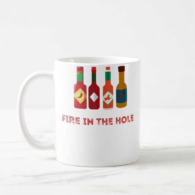 Caneca De Café Hot Funny Foodie Spicy Hot Chilli Pepper Sauce (Esquerda)