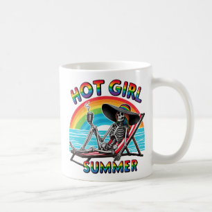 Caneca De Café Hot Girl Summer Skeleton Retro Beach Design