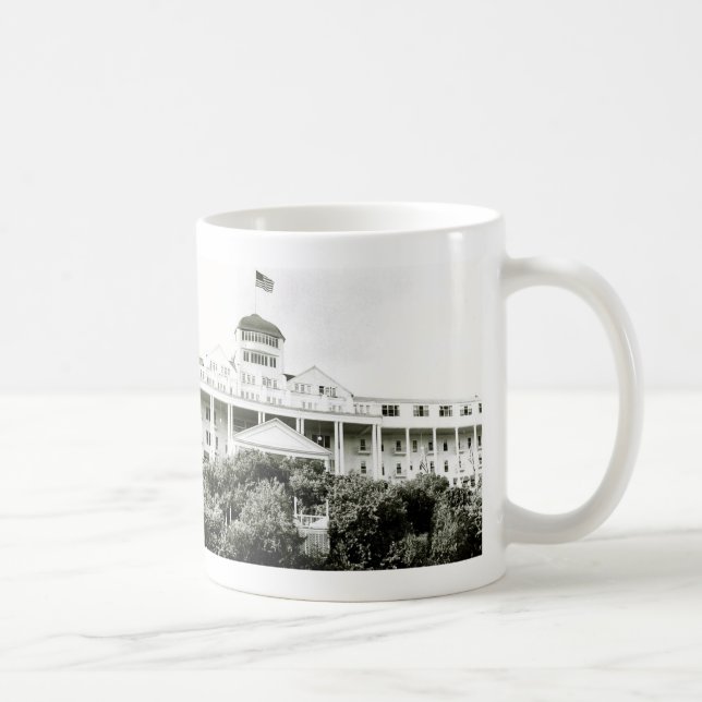Caneca De Café Hotel grande, ilha de Mackinac, preto e branco (Direita)