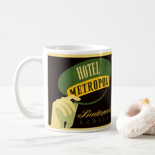 Caneca De Café Hotel Metropol Budapest Hungria Bellhop Hat (Com Donut)