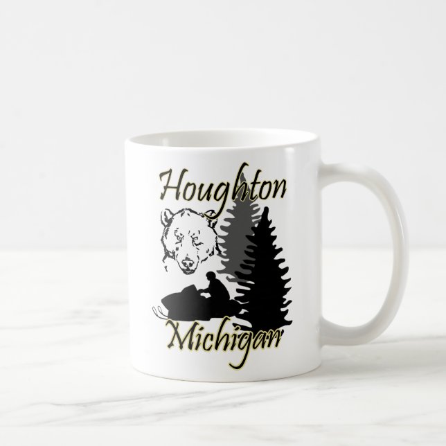Caneca De Café Houghton Michigan Snowmobile Bear Mug (Direita)