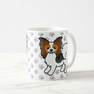 Caneca De Café Hound Tricolor Papillon Cartoon Cão e patas