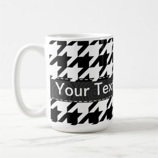 Caneca De Café Houndstooth preto & branco