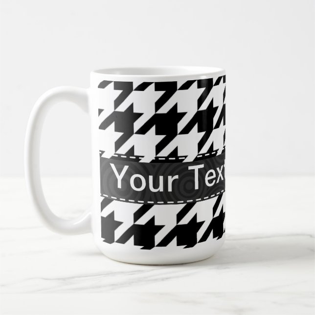 Caneca De Café Houndstooth preto & branco (Esquerda)