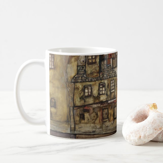 Caneca De Café House Wall, no rio Egon Schiele (Com Donut)