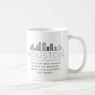Caneca De Café Houston Stylized Skyline   Slogan Personalizado
