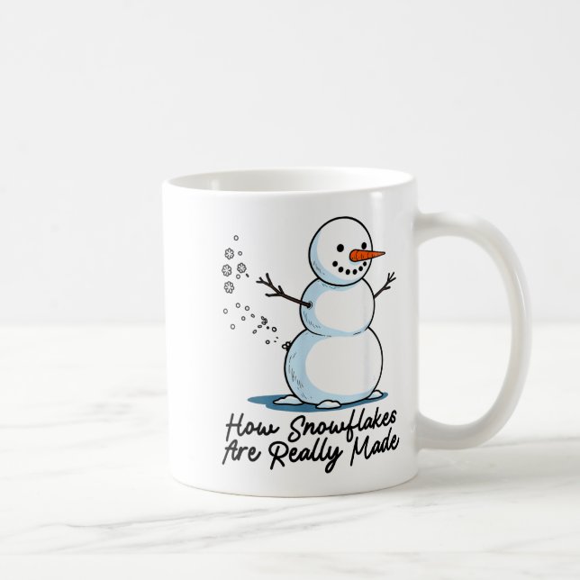 Caneca De Café How Snowflakes Are Really Made Snowman Christmas J (Direita)