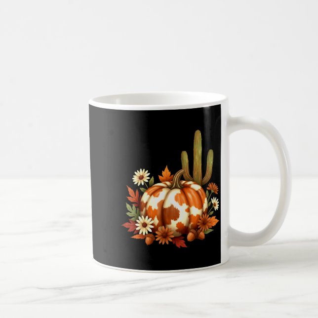 Caneca De Café Howdy Fall Pumpkin Retro Western Cowboy Cow Hallow (Direita)