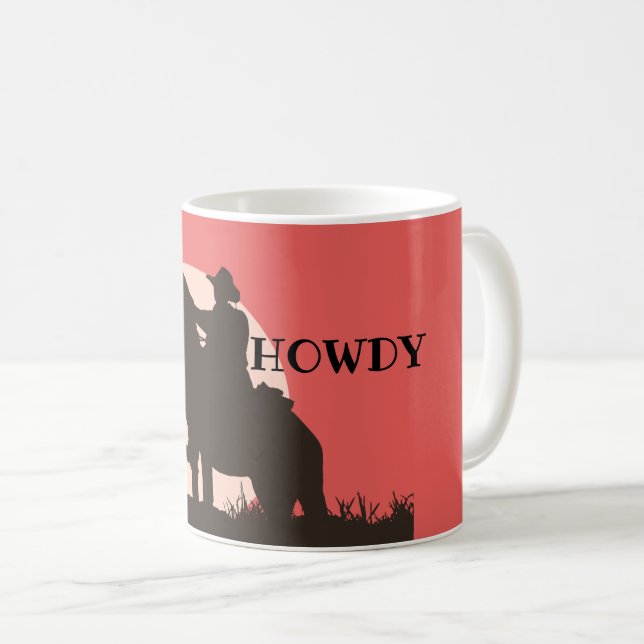 Caneca De Café Howdy Ranch Chowboy Horse Western Coffee Mug (Frente Esquerda)