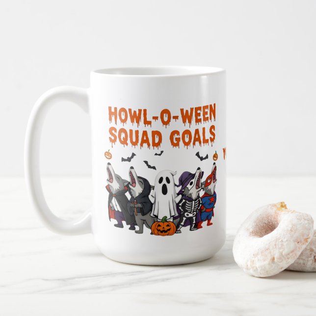Caneca De Café Howl-o-ween Squad Goals – Funny Halloween (Com Donut)