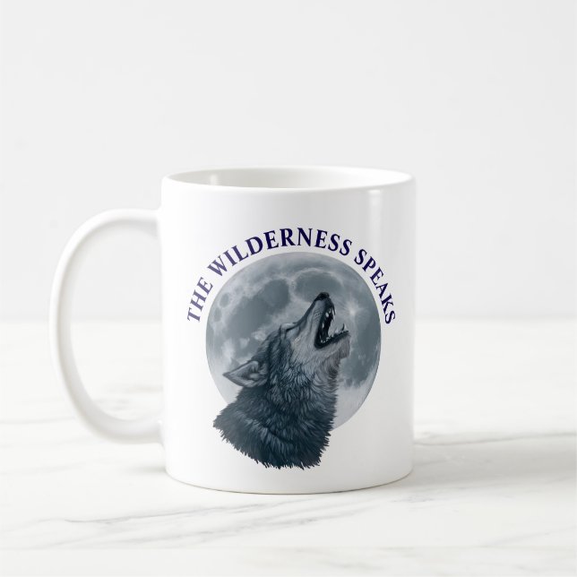 Caneca De Café Howling Wolf and Moon (Esquerda)