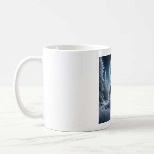 Caneca De Café Howling Wolf In Winter (Esquerda)