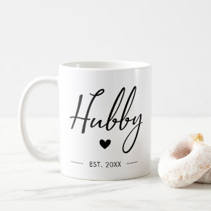 Caneca De Café Hubby Modern Typography Husband Mr. Wedding Her