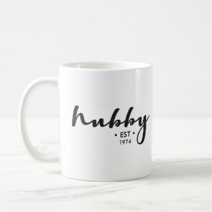 Caneca De Café Hubby personalizado, Ano estabelecido aqui, person