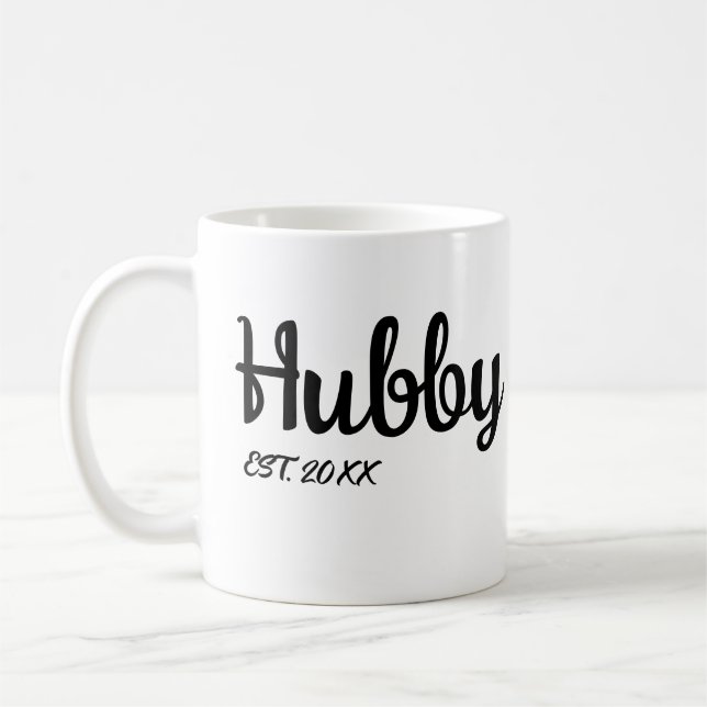 Caneca De Café Hubby Wedding Anniversário deseja marido (Esquerda)