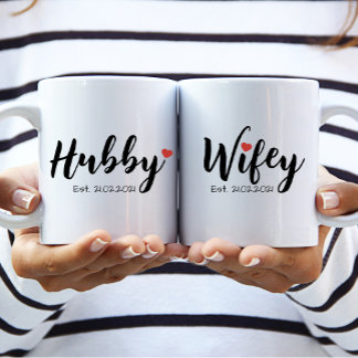 Caneca De Café Hubby & Wifey Casal Mug (Personalize Hubby)