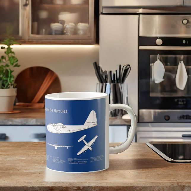 Caneca De Café Hughes H-4 Hércules Spruce Goose - Planos de Avião (Criador carregado)
