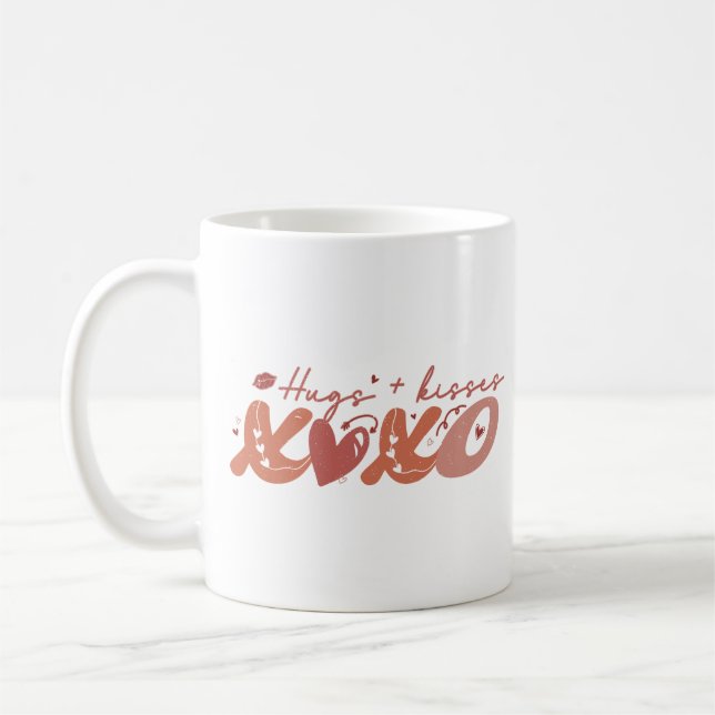Caneca De Café Hugs Kisses XOXO (Esquerda)
