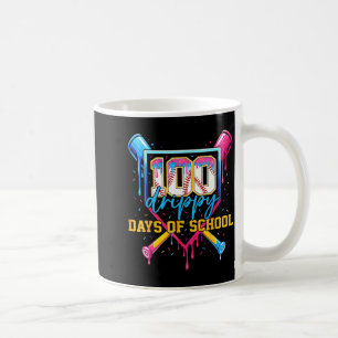 Caneca De Café Hugvyn 100 Dias Gotejantes De Escola De Beisebol S