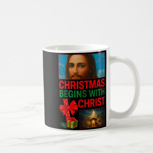 Caneca De Café Hugvyn Christmas Begins With Christ Jesus Cross Ch (Direita)