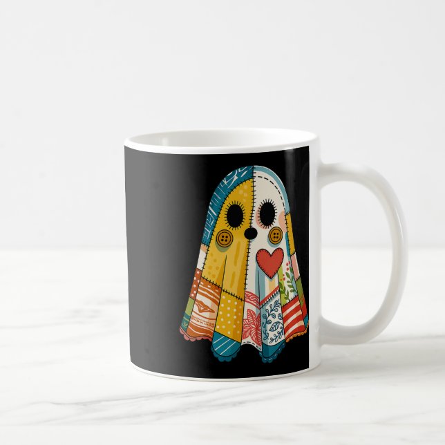Caneca De Café Hugvyn Halloween Patchwork Ghost Spooky Quilt Ghos (Direita)