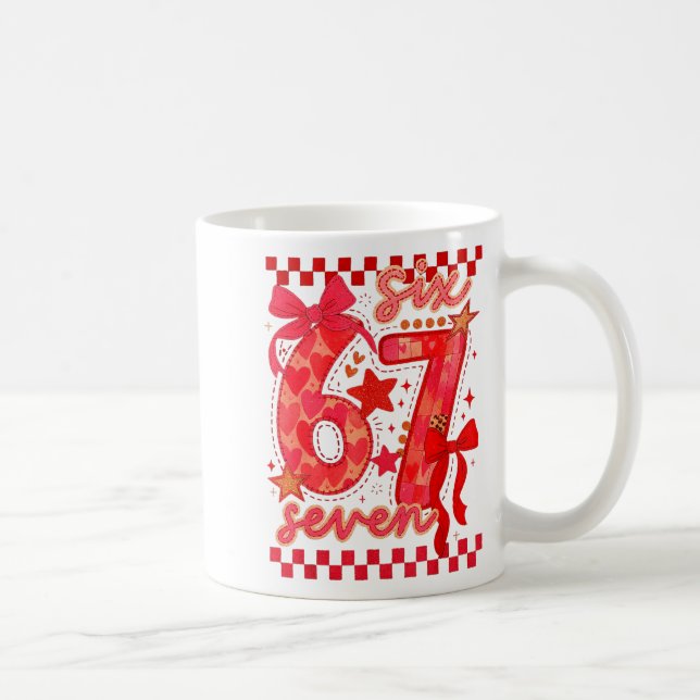 Caneca De Café Hugvyn Six Seven Valentine 6 7 Meme Checkered Coqu (Direita)