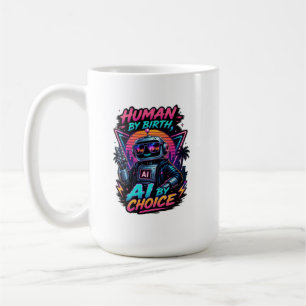 Caneca De Café Humano por Nascimento, IA por Escolha Camiseta Neo