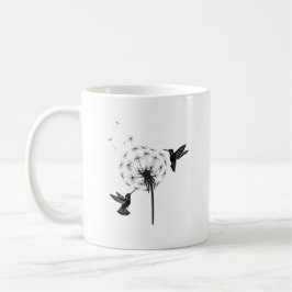 Caneca De Café Hummingbird and Dandelion Flower Nature Art