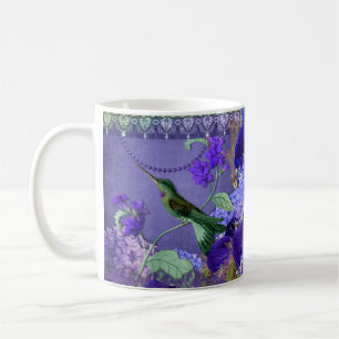 Caneca De Café Hummingbird com cristal roxo e volta com