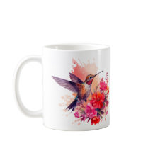 Hummingbird com Flores Coffee Mug