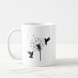 Caneca De Café Hummingbird e Dandelion Flor Nature Art