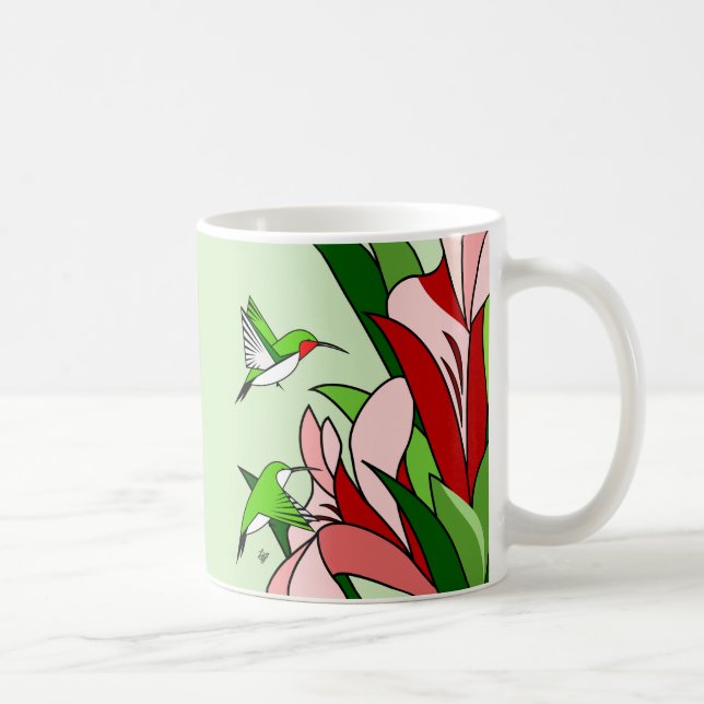 Caneca De Café Hummingbird e Flor (Direita)