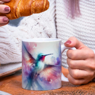 Caneca De Café Hummingbird Graceful em Watercolor
