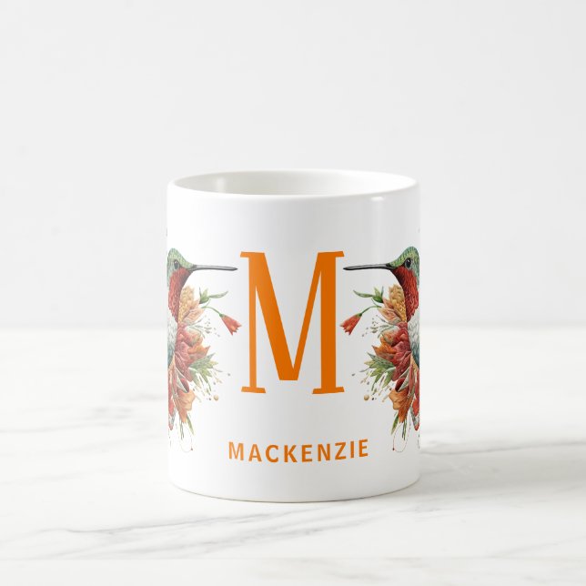 Caneca De Café Hummingbird Monograma Encantado: Personalizado (Centro)