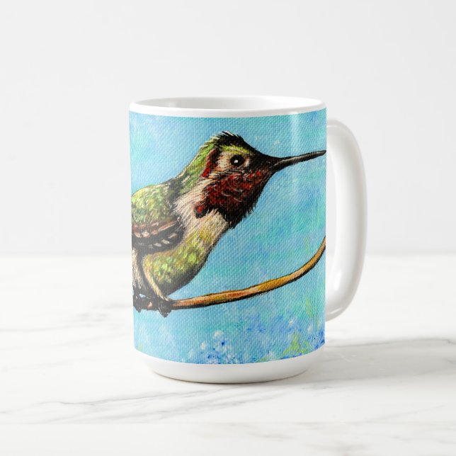 Caneca De Café Hummingbird Pronto para Pintura Voadora (Frente Esquerda)