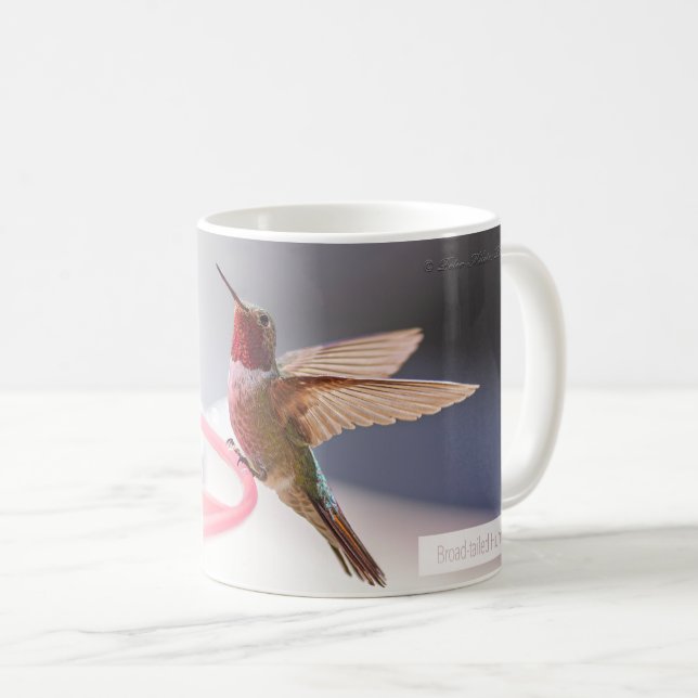 Caneca De Café Hummingbird Psalm 145:5 KJV, de cauda larga (Frente Esquerda)