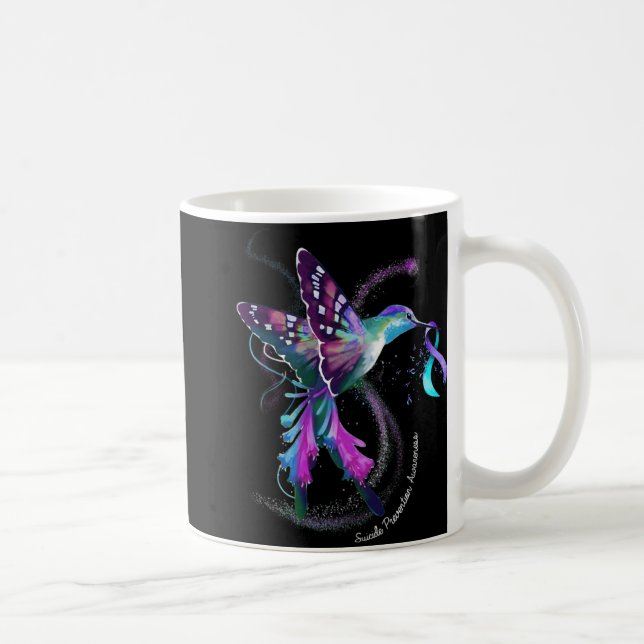 Caneca De Café Hummingbird Purple Blue Ribbon Suicide Prevention  (Direita)