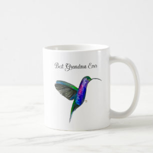 Caneca De Café Hummingbird Watercolor Vovó Floral Nana Garden