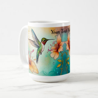 Caneca De Café Hummingbirds Flowers Personalize