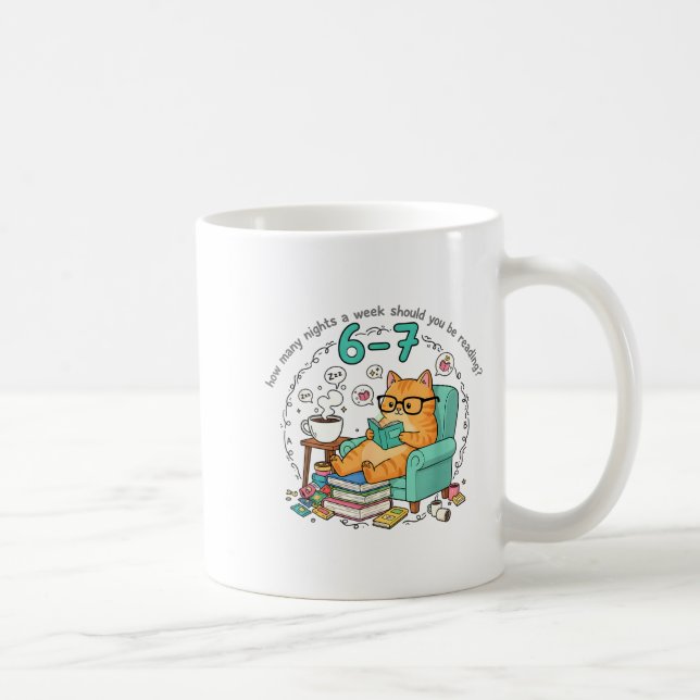 Caneca De Café Humor Cat How Many Nights Reading Teacher Funny Ca (Direita)
